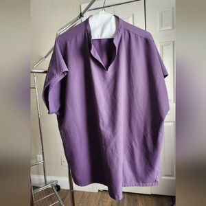 Mandala 3X Oversized Dolman Scrub Top in Dewberry